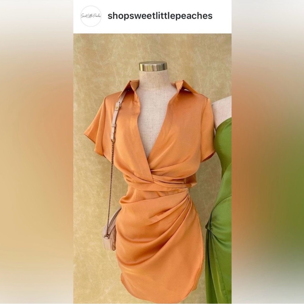 Elegant Orange Wrap Dress